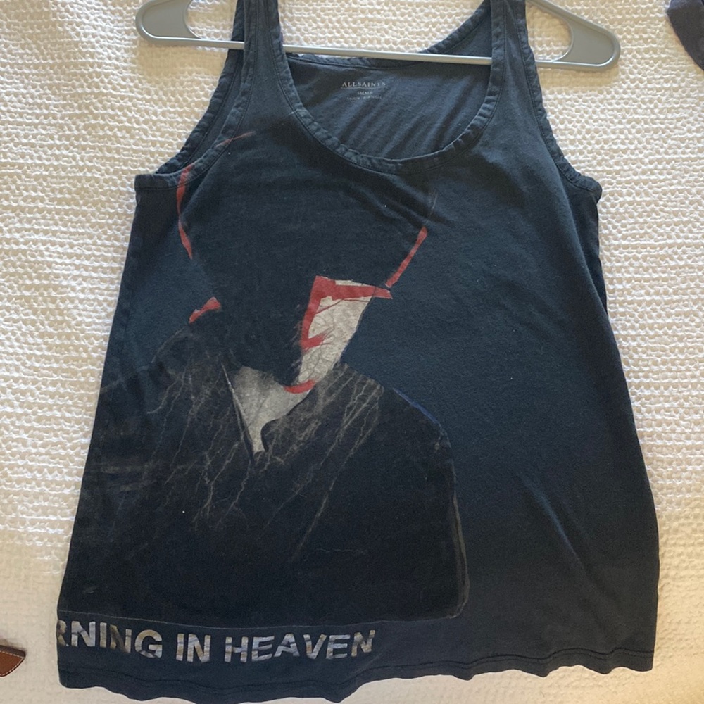 All Saints black “burning in heaven” tank top